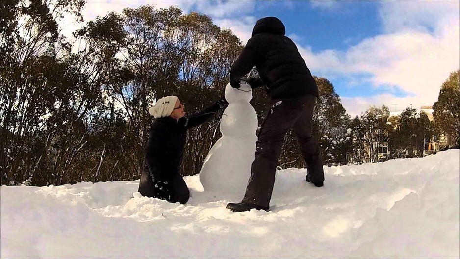 Snow Trip Australia Pic 1 - making snow man at Lake Mountains