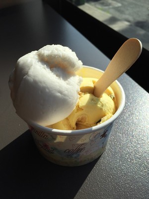 Savvy Organic Pizza & Ice Cream Pic 2 - Organic Lemon Sorbet Mango Passionfruit Ice Cream