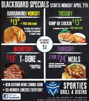 Condamine Sports Club Of Warwick Pic 2 - Members Meal Deals