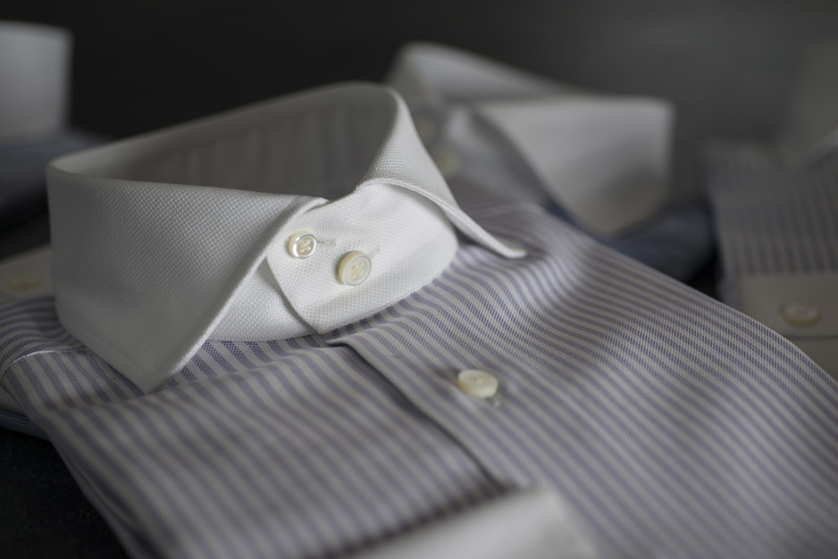 The Dandy Tailoring Company Pic 1 - Contrast collar and unique slanting double button collar