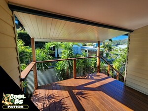 Cool As Patios Pic 5 - Using our single skin roofing panel were able to add on extra covered sitting area Perfect addition to this beachside home on the Sunny Coast Built by Cool as Patios