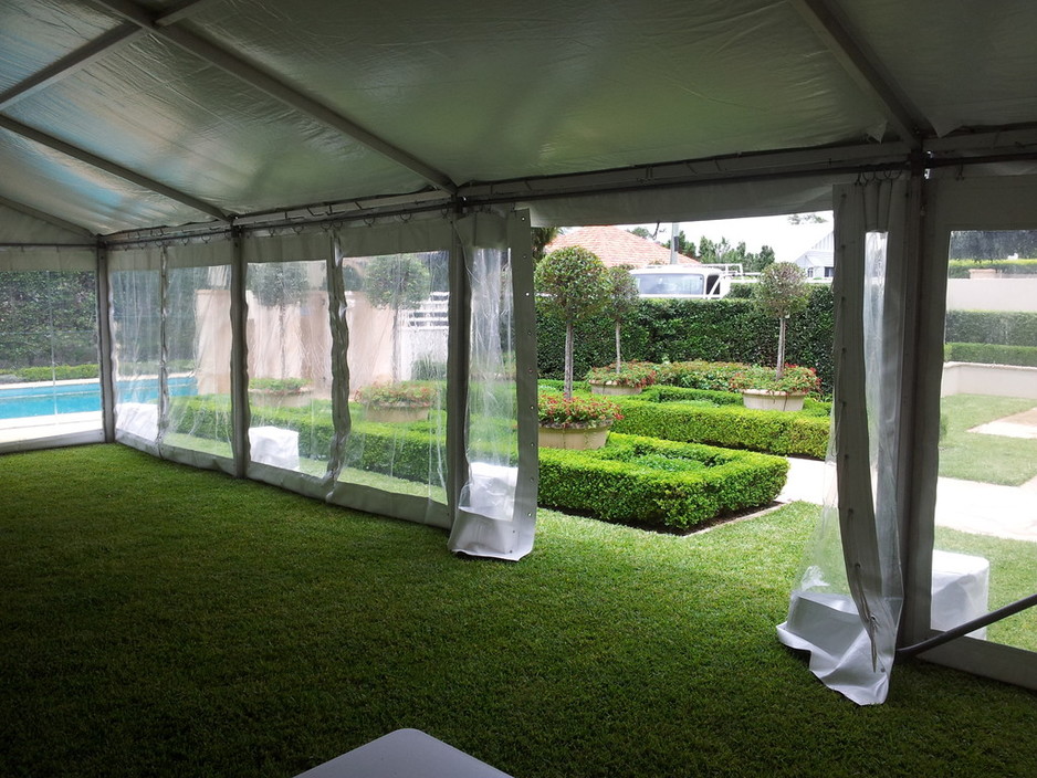 Brisbane Events Pic 1 - Marquee for Backyard Party installed with clear walls