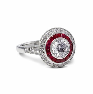 August & Pemberton Pic 2 - Vintage Custom Made Art Deco Inspired Ruby and Diamond ring