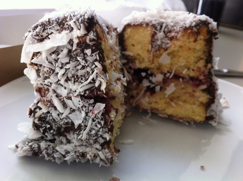 Flour & Stone Pic 1 - Lamingtons are crazy good Even a smidge of dark cherry inside Oh yum