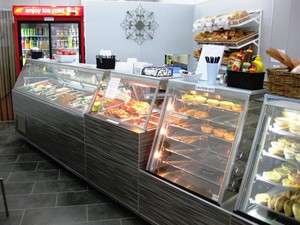 Trefco Fresh Food Displays Pic 5 - Cafe fitout Eureka Range of cabinets sandwich bar hot food bar pie warmer and cake fridge