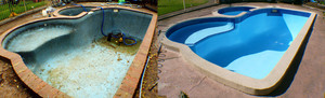 LOCAL POOL RENOVATIONS Pic 2 - Before and After Swimming Pool Paint and PoolSide Paving Paint wwwlocalpoolrenovationscomau call us for your free quote