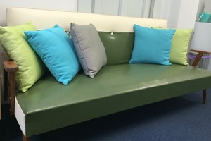 Anne Marie McGlasson - Reflection Holistic Therapy Pic 2 - The couch that inspired my retrostyled clinic