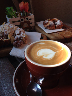 Il Cortile Caffe Pic 4 - Great coffee and pastries almond croissant and raisin danish