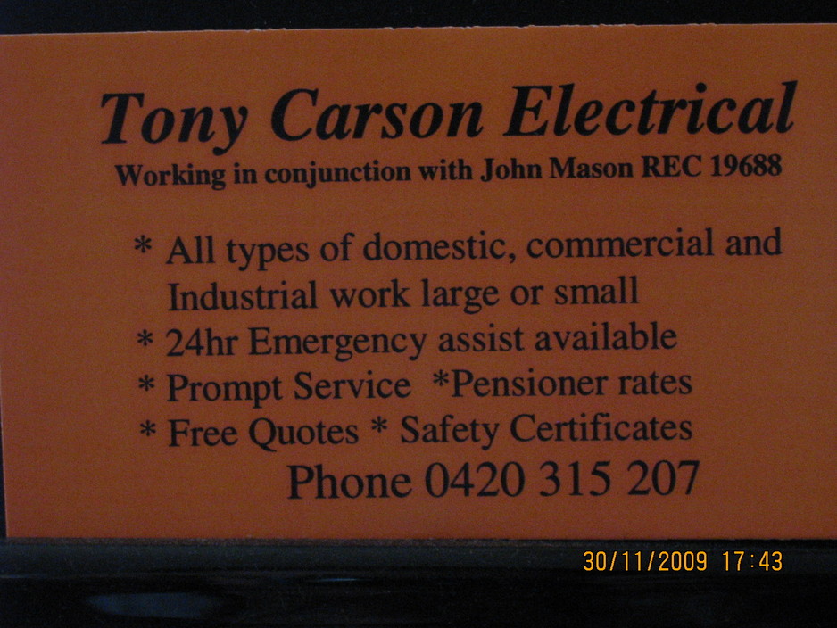 Tony Carson Electrical Pic 1