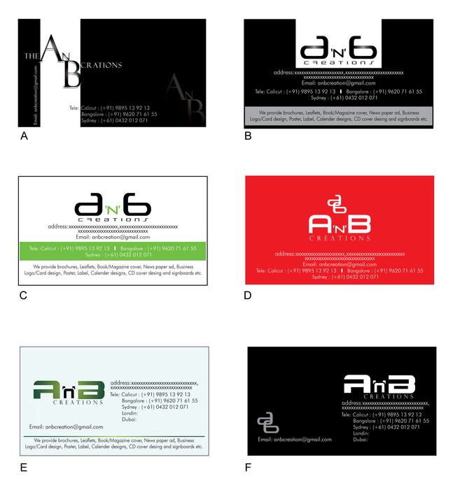 A'n'B creations Pic 1 - Business card styles