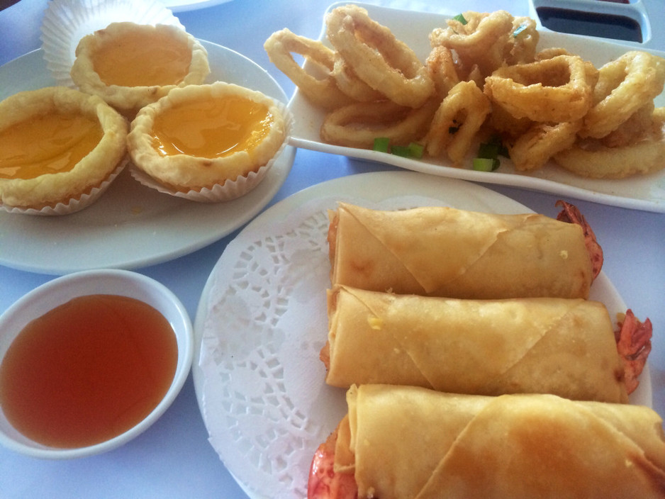 Yum Cha Robina Pic 1 - Spring rolls calamari egg custard tarts