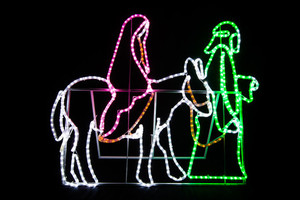 Christmas Lights for Christ Pic 5 - Joseph Mary on donkey Christmas Light motif display 118cm x 100cm