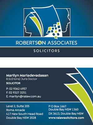 Kelly Davidson Graphic Design Pic 2 - Robertson Associates Solicitors Business cards design and print by Kelly Davidson