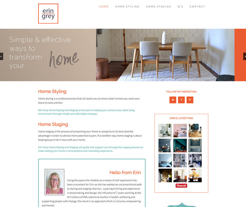 Sarah Jee Web Design Pic 1 - Website DesignDevelopment and Logo Design for Erin Grey Home Staging Styling