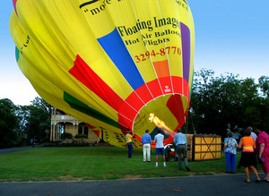 Floating Images Hot Air Balloon Flights Pic 5 - Hot inflating the balloon with our passengers watching taking lots of photos