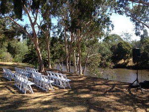 Wedding Hire Melbourne Pic 5 - Garden Ceremony setup by Wedding Hire Melbourne overlooking the Yarra River