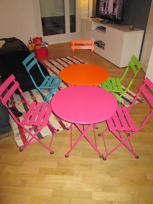 Lister Teak Garden Furniture Pic 2 - Bistro Chairs and Tables by Fermob available in a rainbow of colours