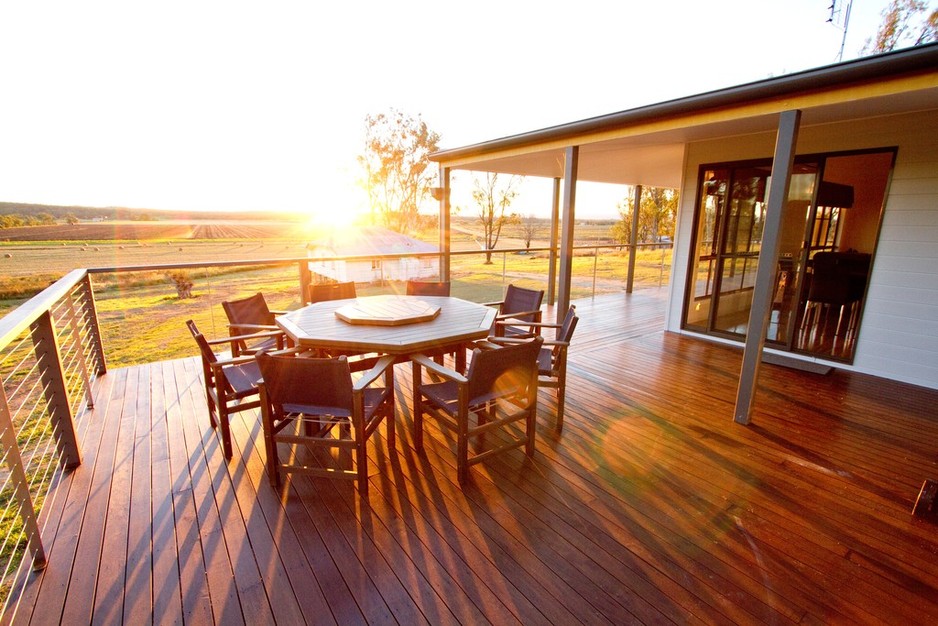 Stockton Rise Country Retreat Pic 1 - The outlook from the large deck The old farm house in front is no longer there