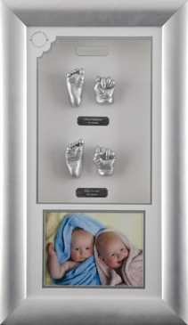 Twinkle Toes Baby Hands and Feet Sculptures Pic 1 - twins silver frame