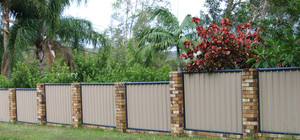 Fences R Us Pic 5 - Colorbond with brick pillars