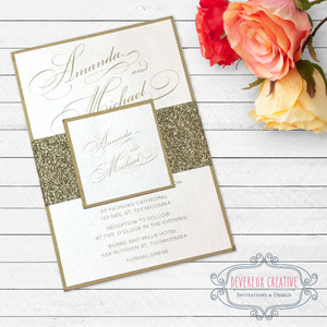 Devereux Creative Pic 2 - Gold glitter layered wedding invitation