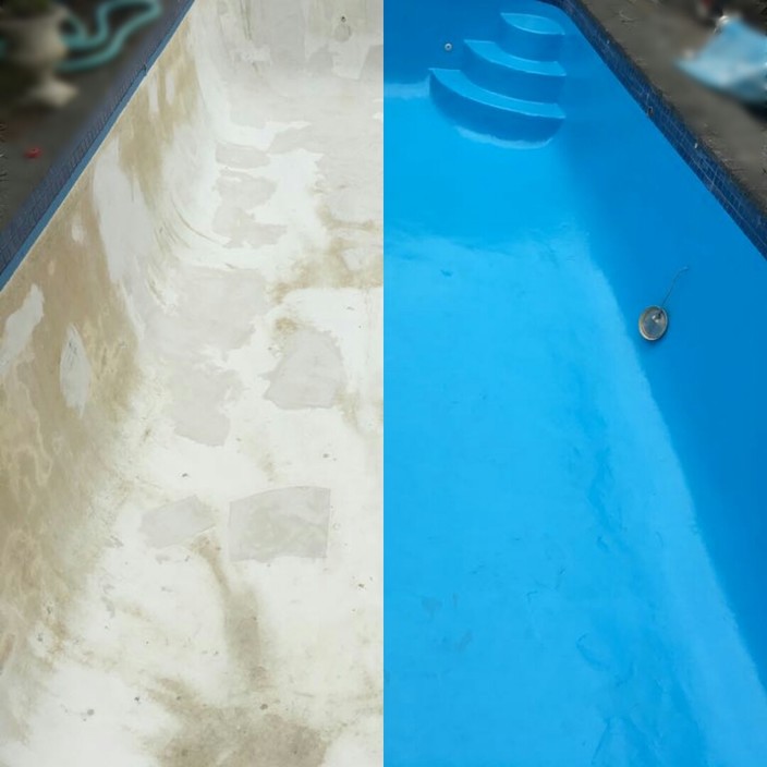 Wendts Pool and Spa Tiling Pic 1 - Before and After Pool Paint Adriatic Blue