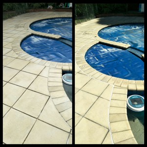 Wendts Pool and Spa Tiling Pic 5 - Before and after coping regrout and repairs