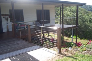 Splinters Quality Carpentry and Stainless Steel Balustrades Pic 3 - Timber and stainless wire combination