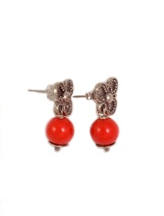 Minxcreationz Pic 2 - Petite red bamboo sterling silver earrings