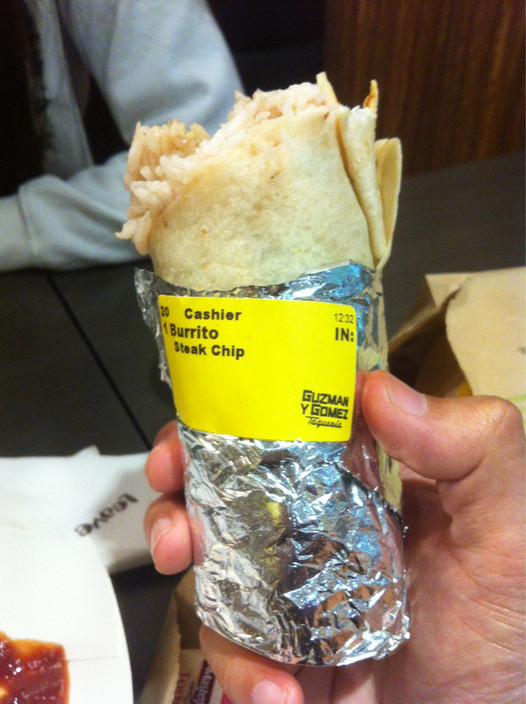 Guzman Y Gomez Pic 1 - Burrito steak strip too much rice and beans not enough beef