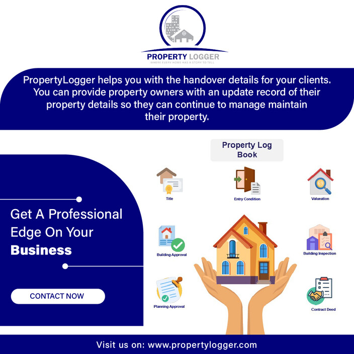 Property Logger Pic 1 - Get a Professional Edge on your Business with Property Logger PropertyLogger manages the handover pack and after sales service You can provide property owners with an easy to use app to access and manage the records and maintenance of their property