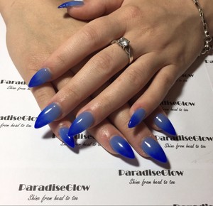 Paradise Glow Nails & Beauty Pic 2 - Stiletto shaped nails Temperature Nails Blue Nails Long Nails