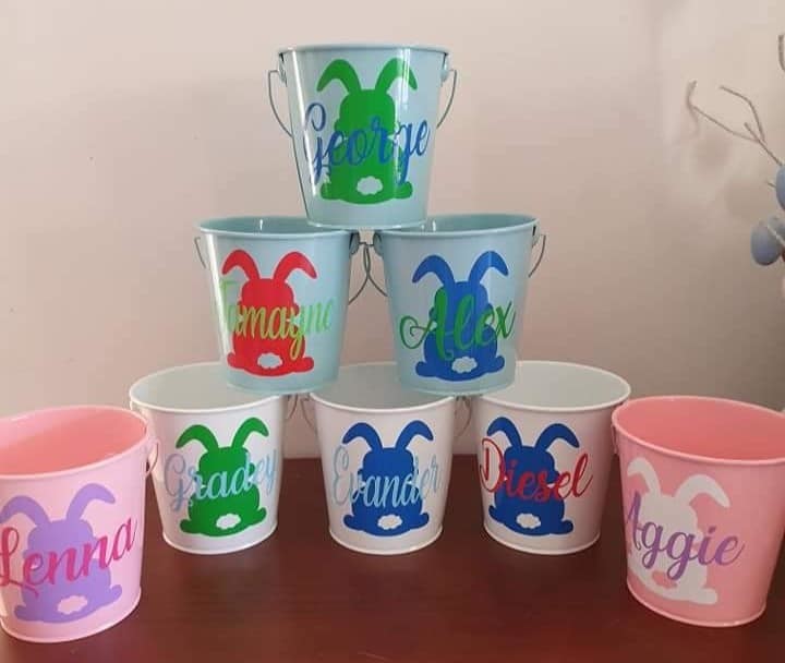 Dyenamic Prints and Embroidery Pic 1 - Personalised Easter buckets