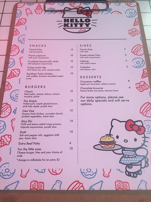 Hello Kitty Diner Pic 5 - Menu