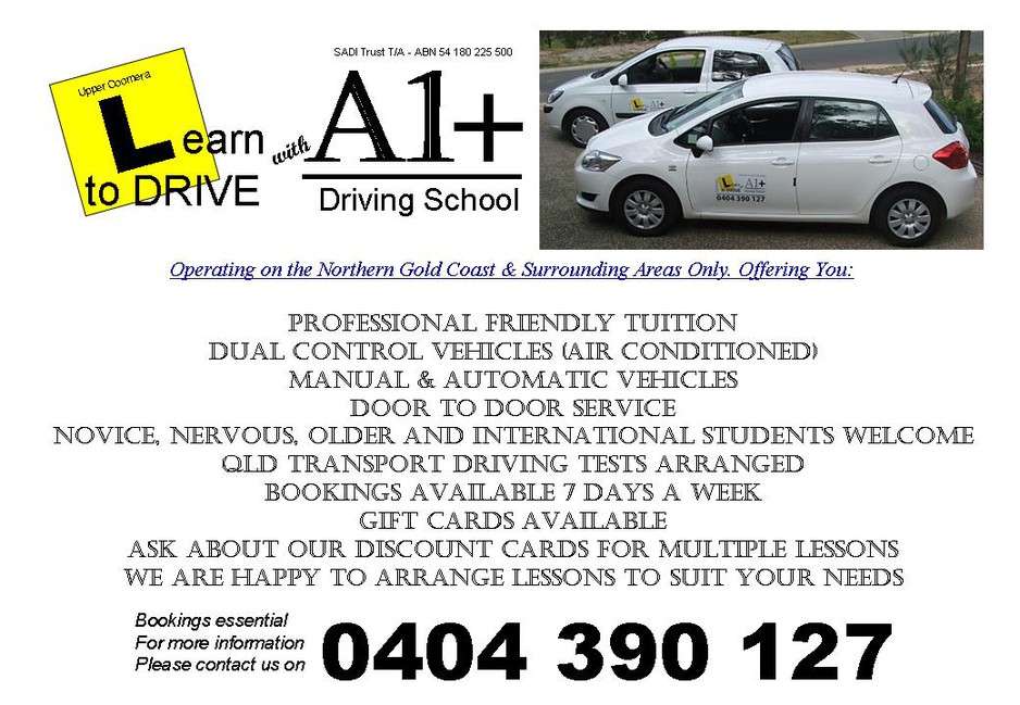 A1+ Driving School Pic 1 - pamphlet