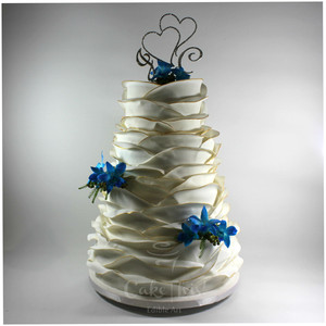 Cake This Pic 2 - Ruffle wrap wedding cake with fresh blue Singapore orchids