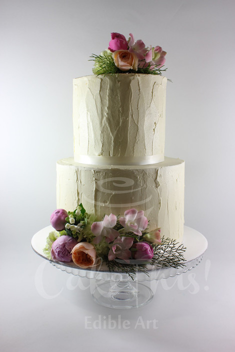 Cake This Pic 1 - Rustic butter cream wedding cake with fresh florals