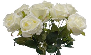 Illusion Homewares Pty Ltd Pic 3 - 9 Head WhiteIvory rose bunch with leaves