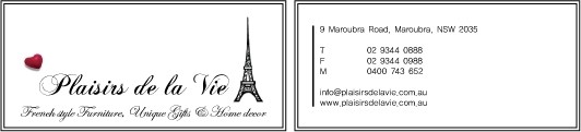 Plaisirs De La Vie Pic 1 - Business Card