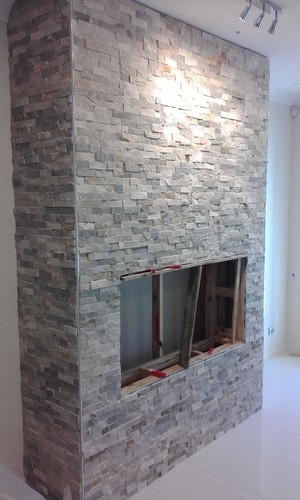 First Class Tilers Pic 4 - Stack stone fire place