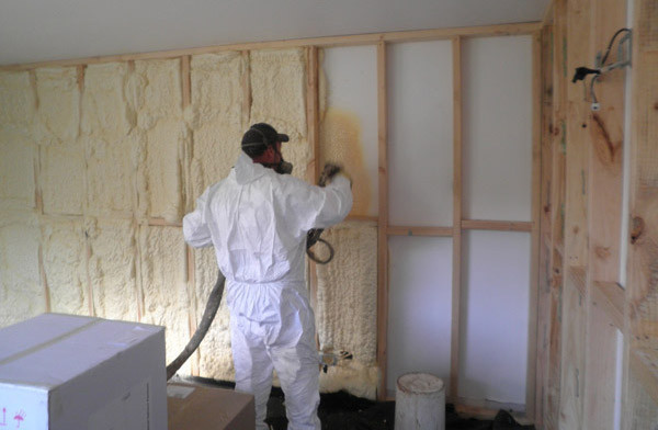 Coat O Foam Pty Ltd Pic 1 - Spraying of Polyurethane Foam insulation to a residential wall before the plaster is hung