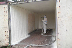 Coat O Foam Pty Ltd Pic 3 - Spraying Polyurethane Foam in a container to seal and insulate