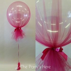 The Party's Here Pic 2 - Tulle Covered Bubble Balloons Available in a range of colours