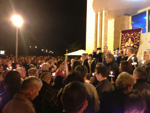 St George & Holy Mary Macedonian Orthodox Church Epping Pic 2 - Midnight service getting ready to walk around the Church