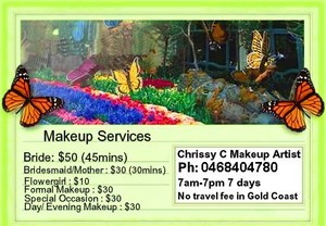 Chrissy C Makeup Artist Gold Coast Pic 2 - MakeupHairstyling Services also from Gold Coast to Brisbaneetc0404714749