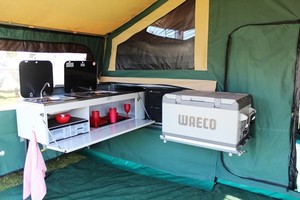 All Terrain Camper Trailers Pic 5 - A quality built in kitchen and 80L fridgefreezer in the Seeker