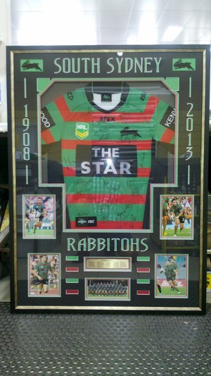 Griffith Prints & Framing Pic 4 - framed 2013 rabbitohs jersey