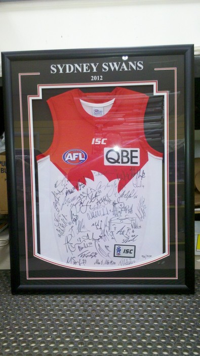 Griffith Prints & Framing Pic 1 - Sydney swans framed jersey