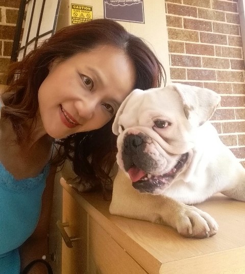 Lush Pet Care Pic 1 - Cassandra and an English Bulldog in Dec 2016