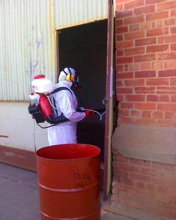 Wally Greens Pest Control Pic 1 - Suited up for Fumigation